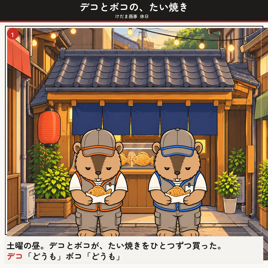 デコとボコの、たい焼き 1ページ目