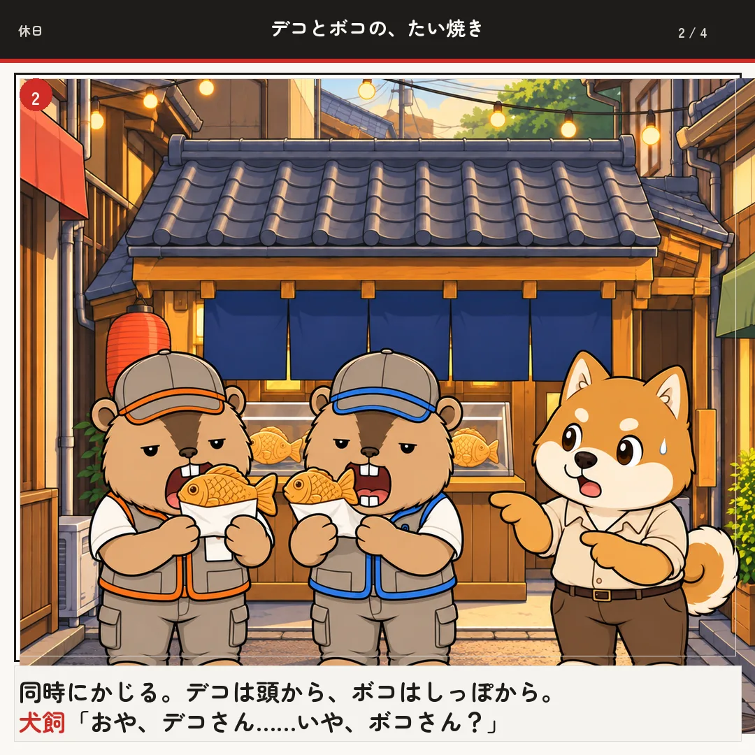 デコとボコの、たい焼き 2ページ目